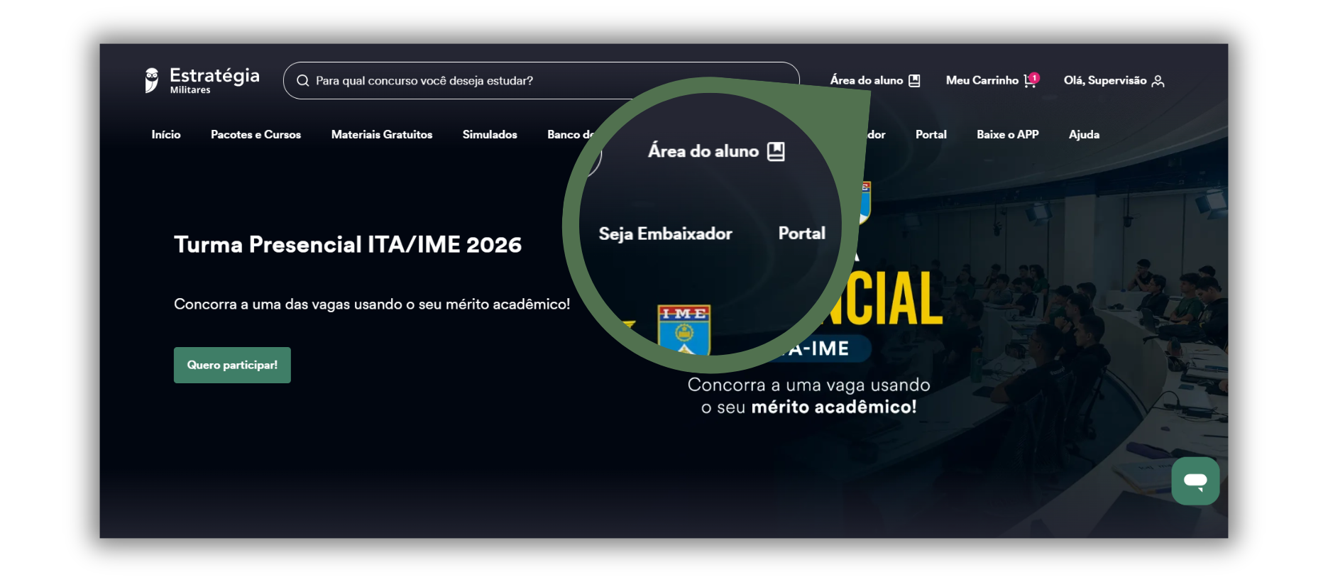 Como acessar a Área do aluno – Estratégia - Militares